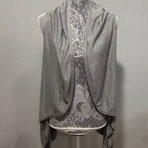 Coldwater‎ Creek Gray Knit Open Front Vest Sleeveless Cardigan Long One Size